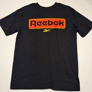 Reebok Black Short-Sleeve Tee with Orange and Yellow Logo